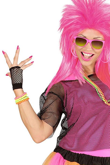 Short Black Fingerless Fishnet Gloves