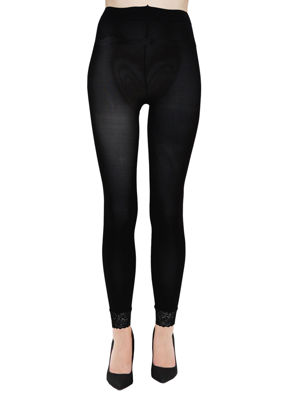 Footless black Tights With Lace