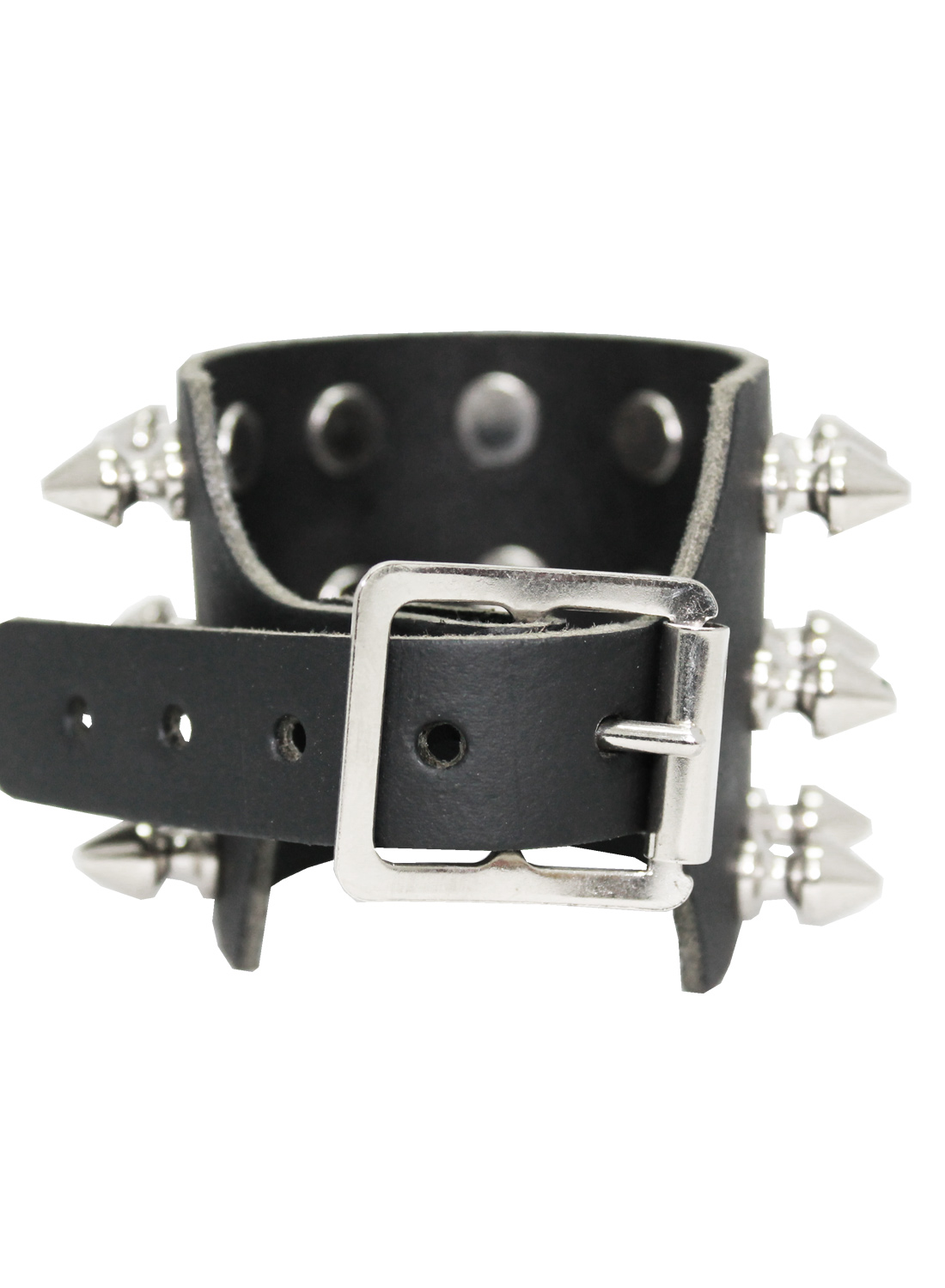 3 Row Spike Stud Leather Wristband