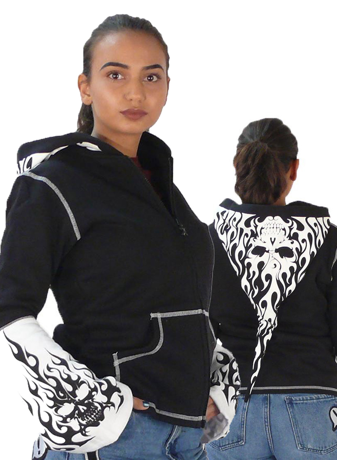 Burning skull Hoodie White