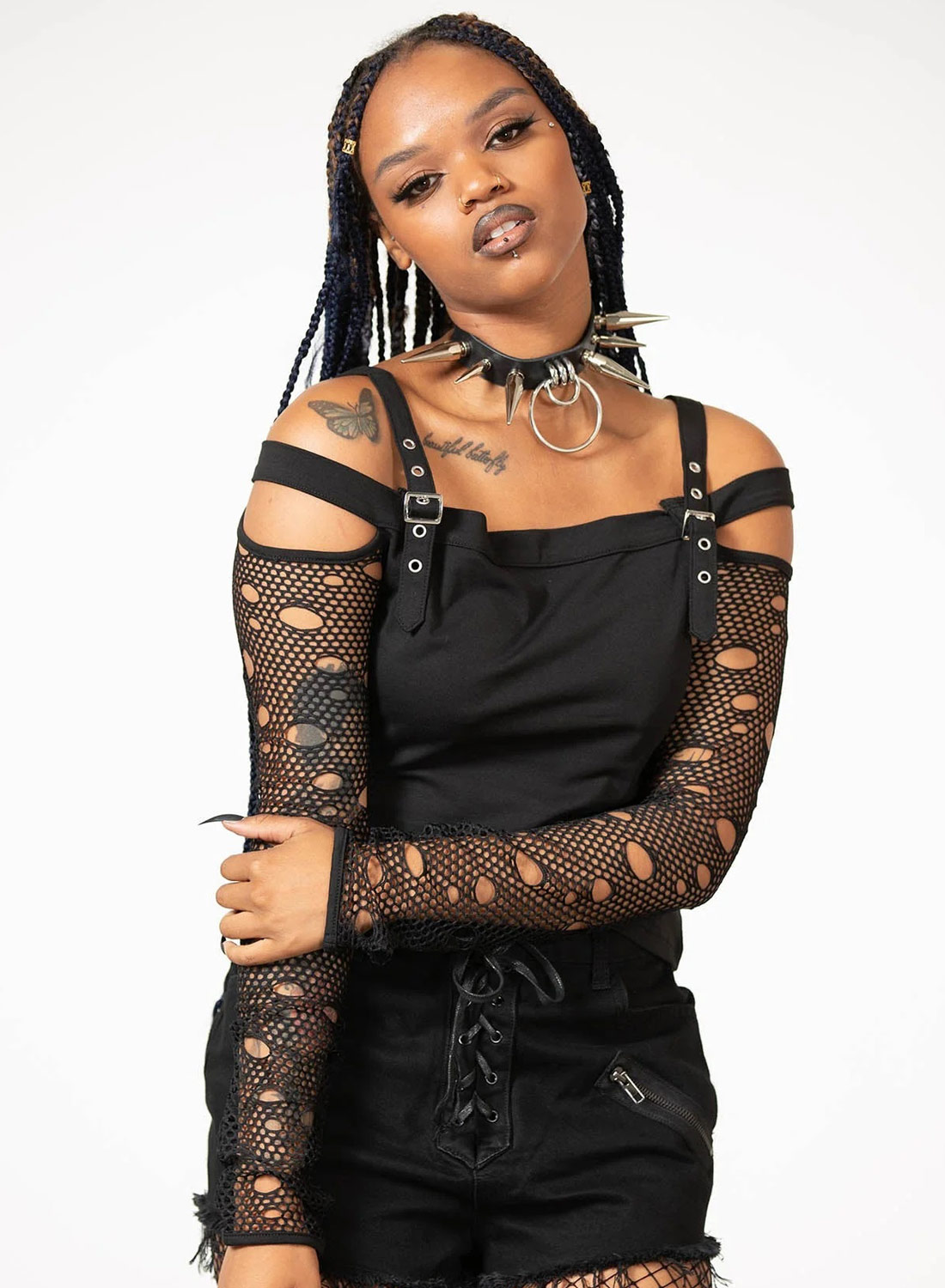 Glitched Fishnet Top