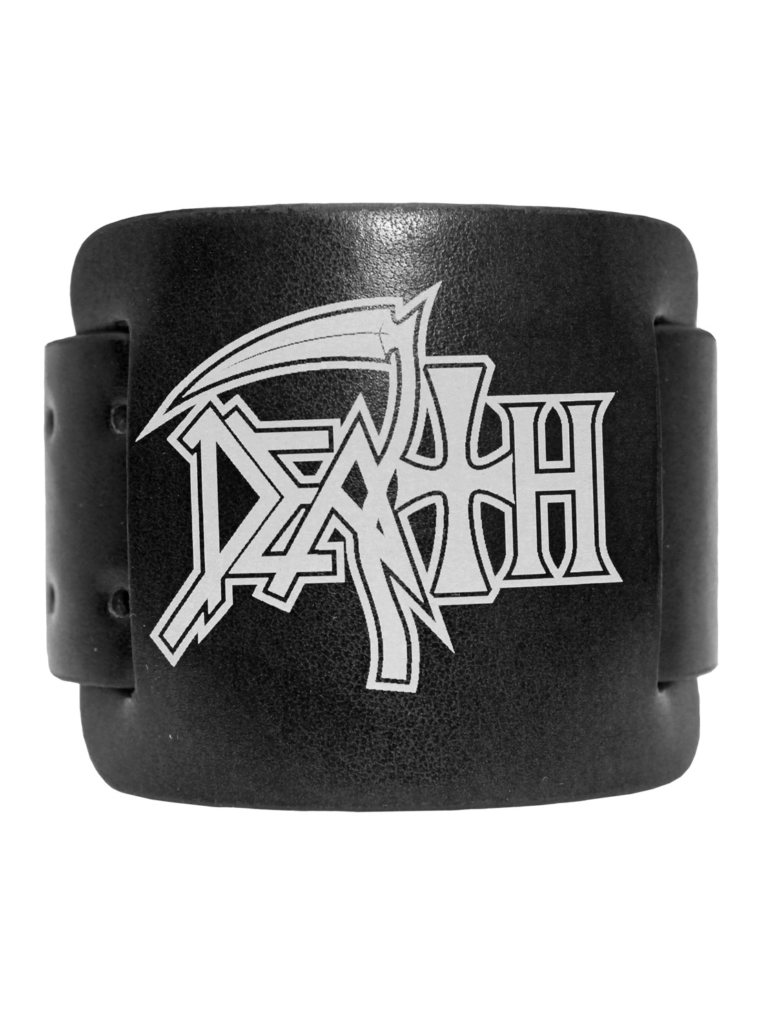 Death Leather Wristband White