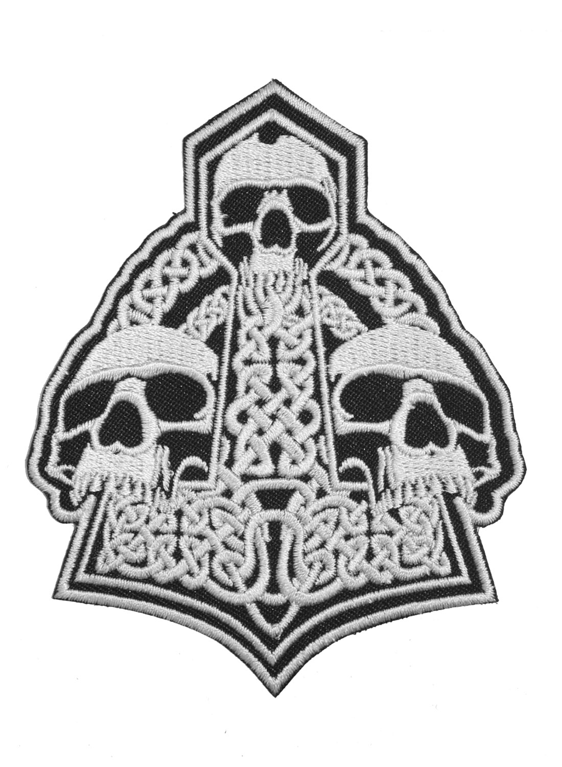 Three Skulls Mjolnir Embroidered patch