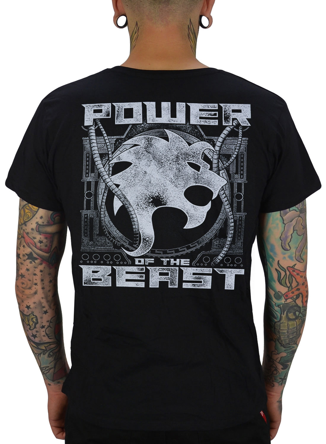 Beast In Black Power Of The Beast T-Shirt, Back of Beast in Black T-shirt with the text Power of the Beast and stylized logo in grey.