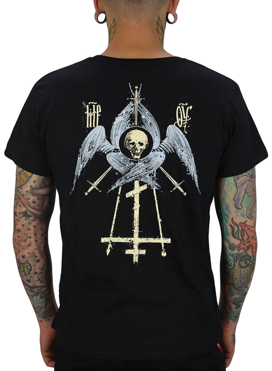 Batushka Marry Dagger T-shirt. Batushka T-shirt back print with skull, cross and wings in black metal style.
