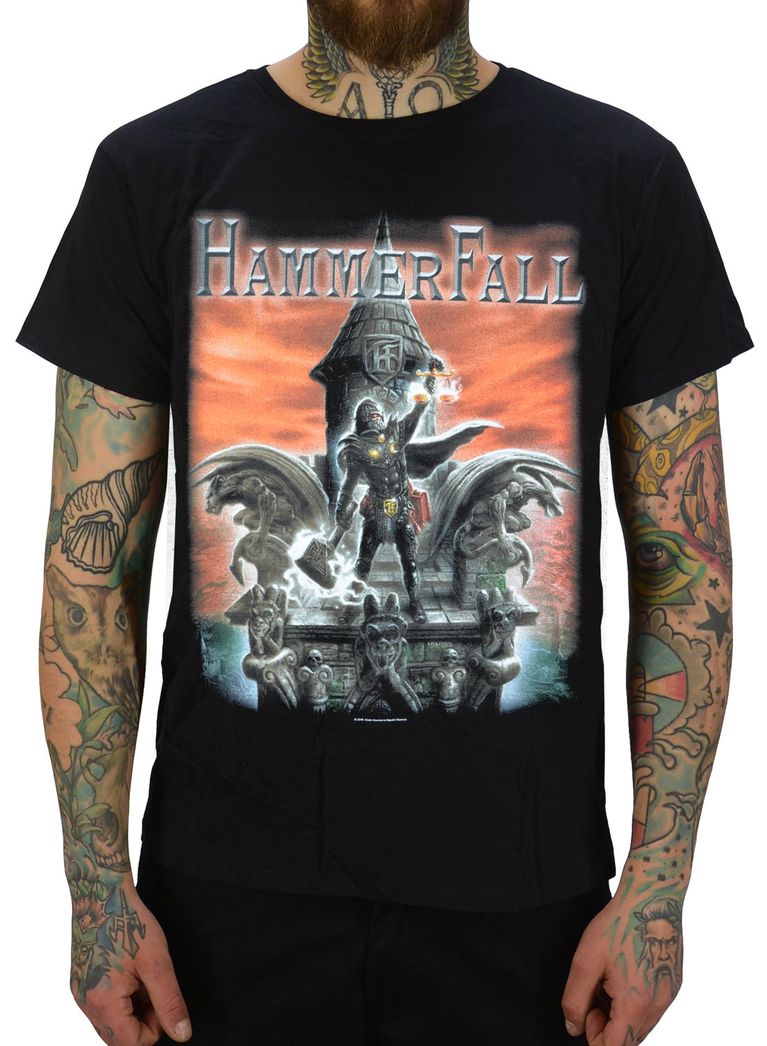 Hammerfall Built To Last T-Shirt, Black Hammerfall t-shirt with Built To Last motif and power metal design.