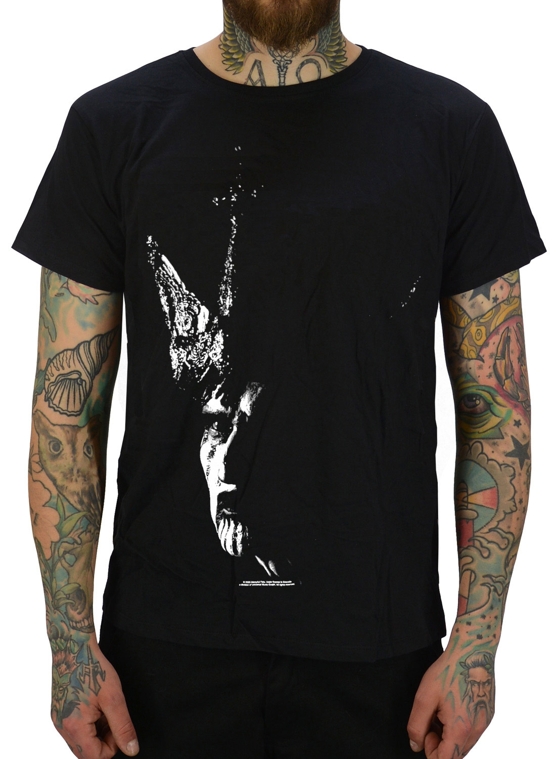Mercyful Fate Crown T-shirt with a white minimalist design and round neck in cotton.
