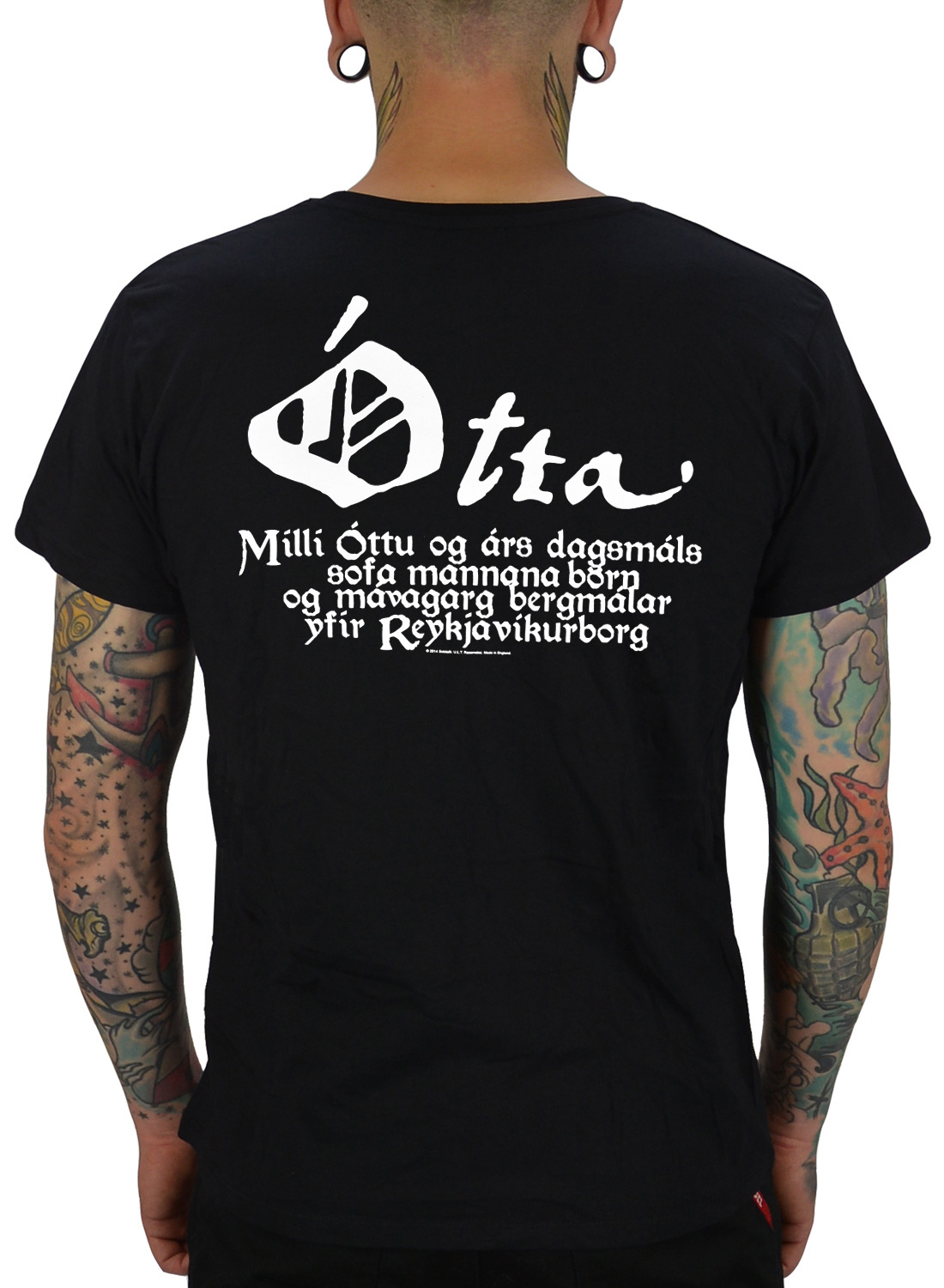 Solstafir Otta T-Shirt black with Icelandic text and large graphic logo on the back.