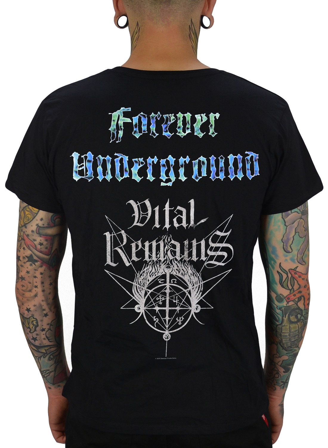 Vital Remains Forever Underground T-shirt black with text print and occult symbol on the back.