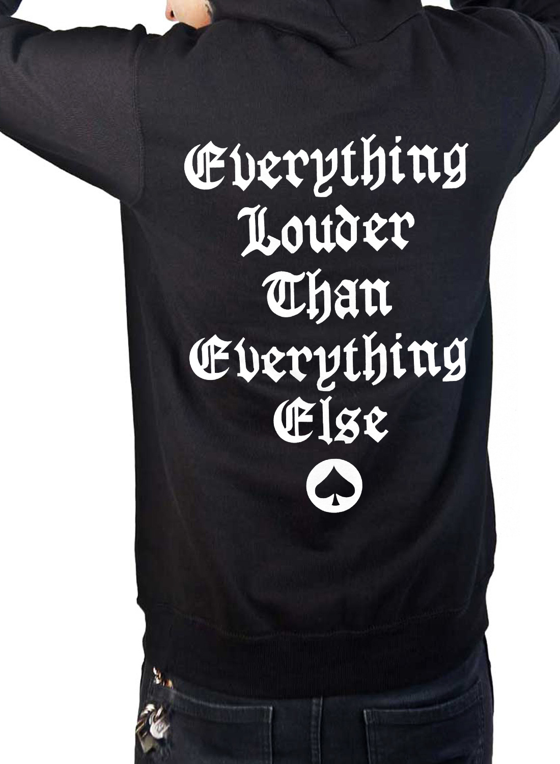 Motörhead England Zip Hoodie with the text Everything Louder Than Everything Else on the back.