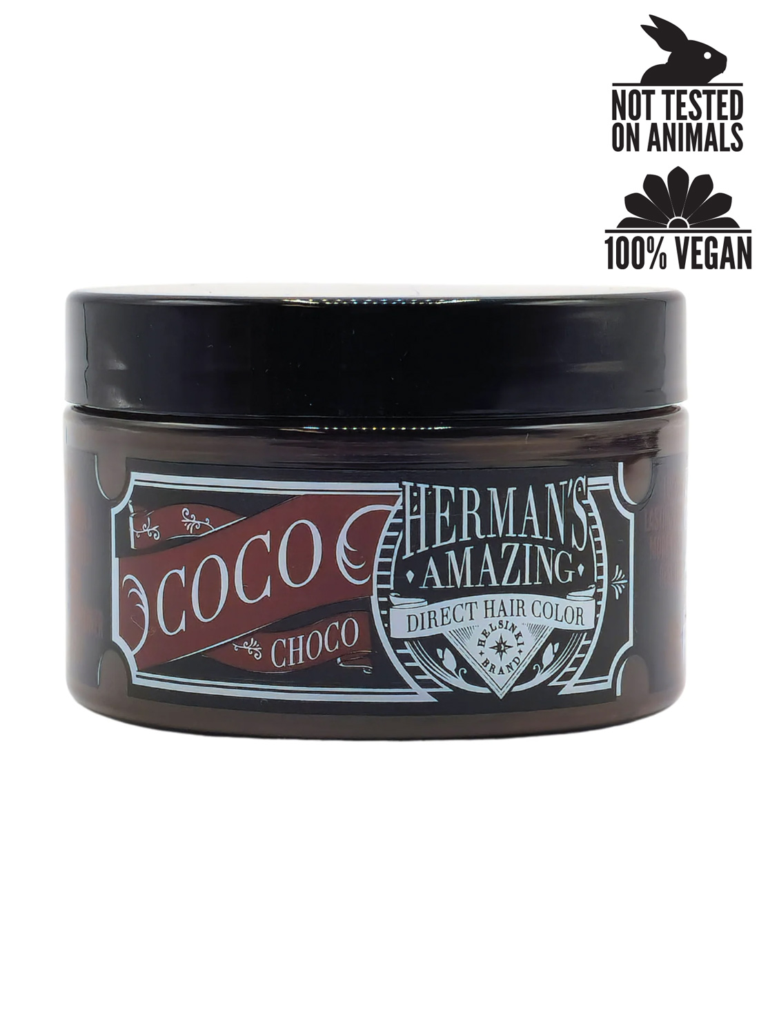 Herman's Amazing Coco Choco hair color in a jar, vegan and cruelty free brown shade.