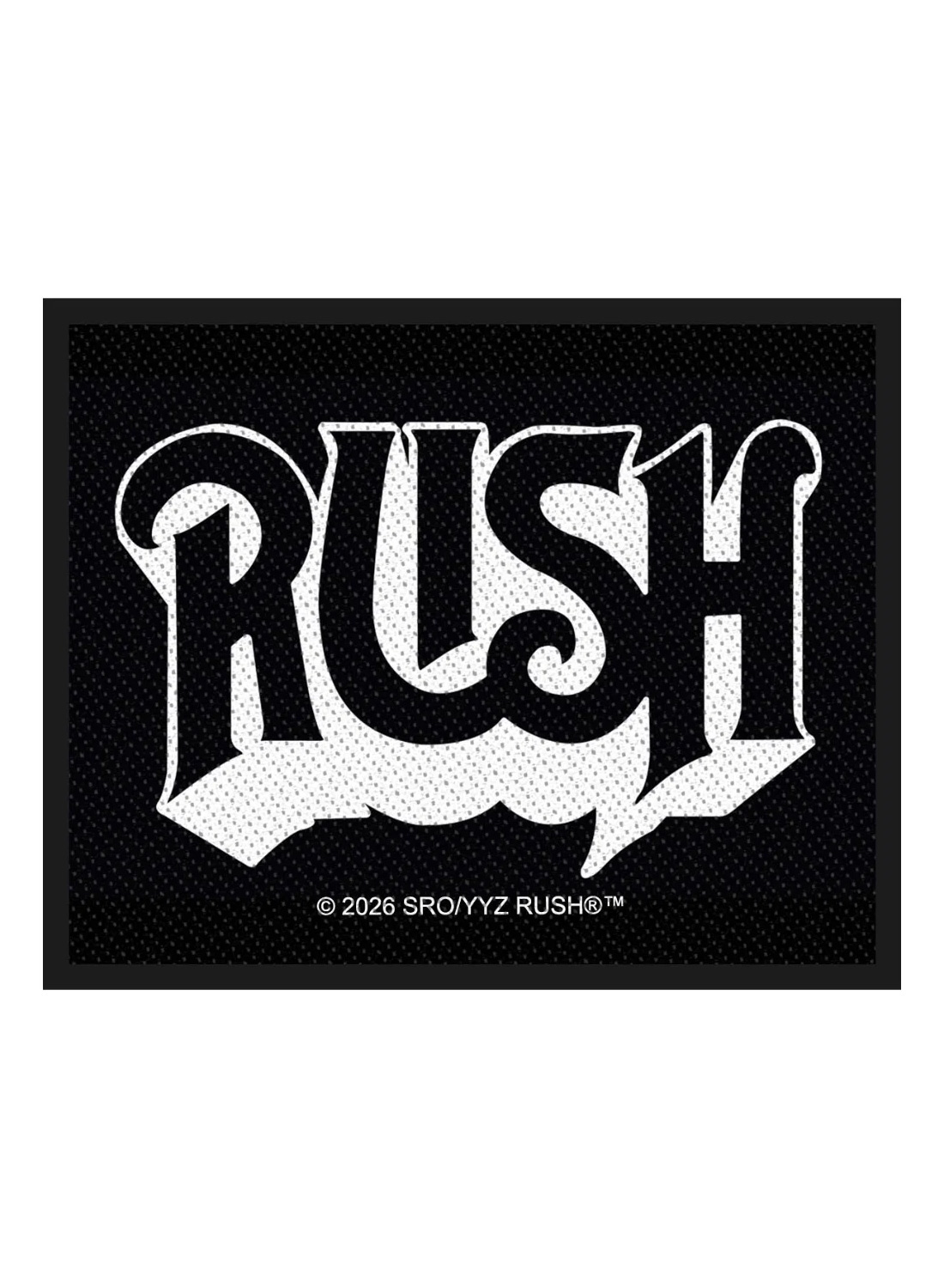patch with large white Rush logo in classic vintage style.