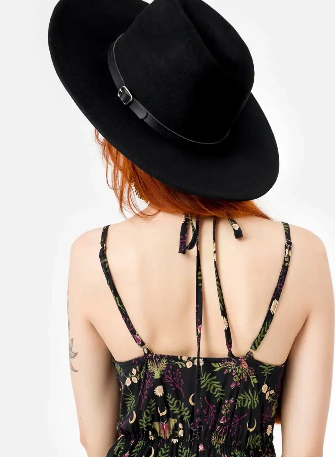Restyle Hare Moon Hat - Gothic woolen hat with embroidered wild hare, dragonflies and forest plants