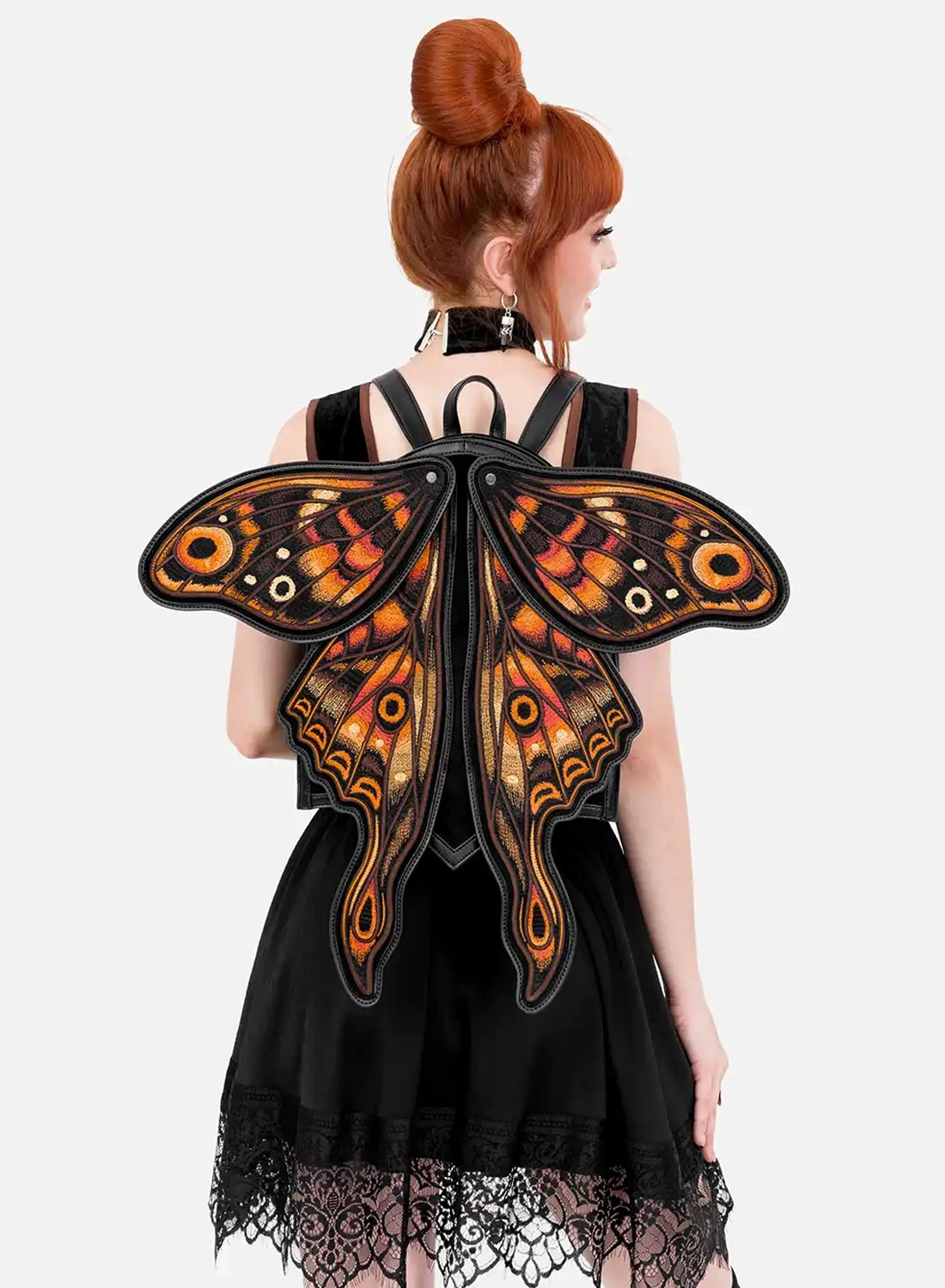 Restyle Ignis Moth gothic backpack with embroidered moth and moving 3D wings