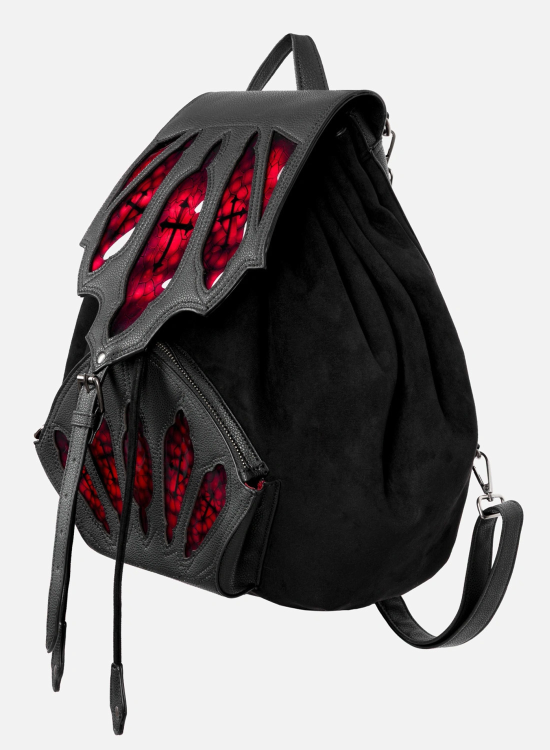 Restyle Bloodveil Black Gothic Backpack with Red Cathedral Windows