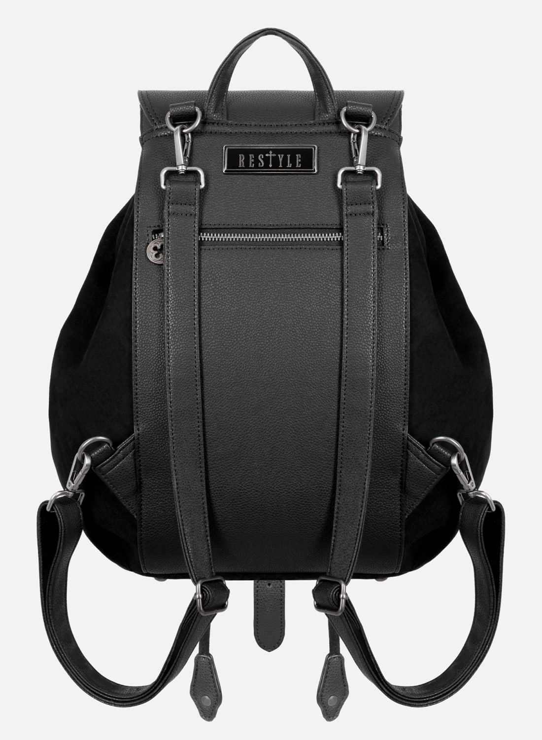 Restyle Bloodveil Black Gothic Backpack with Red Cathedral Windows