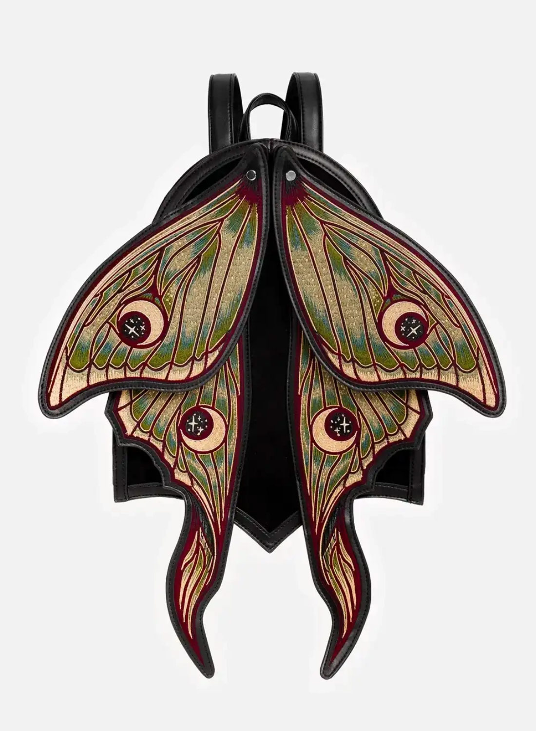 Metamorphosis Moth Backpack gothic backpack with embroidered moving moth wings