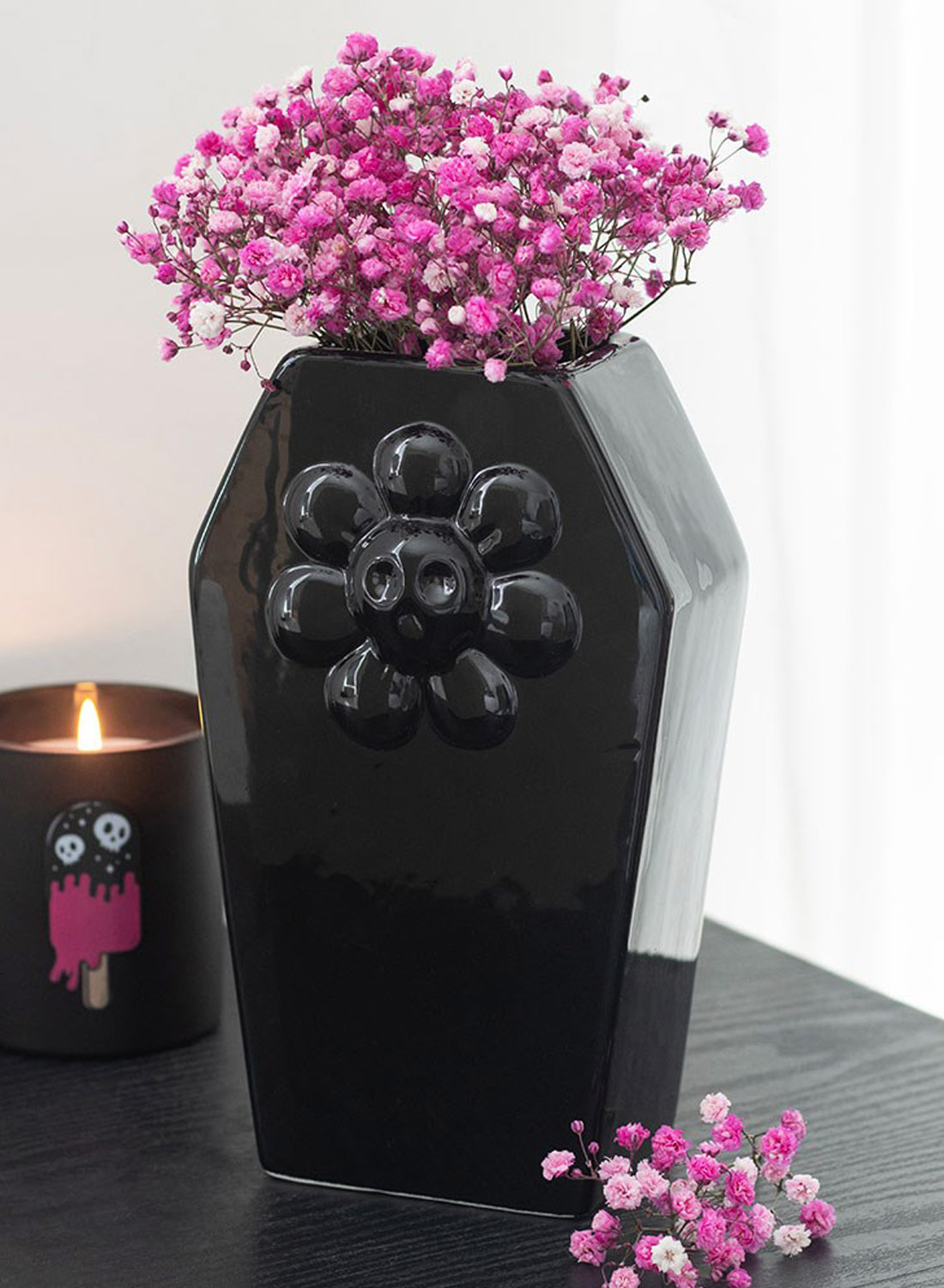 Flower Coffin Vase. Gothic coffin-shaped flower vase from Something Different, perfect for fresh flowers, dried roses and alternative gothic decor.