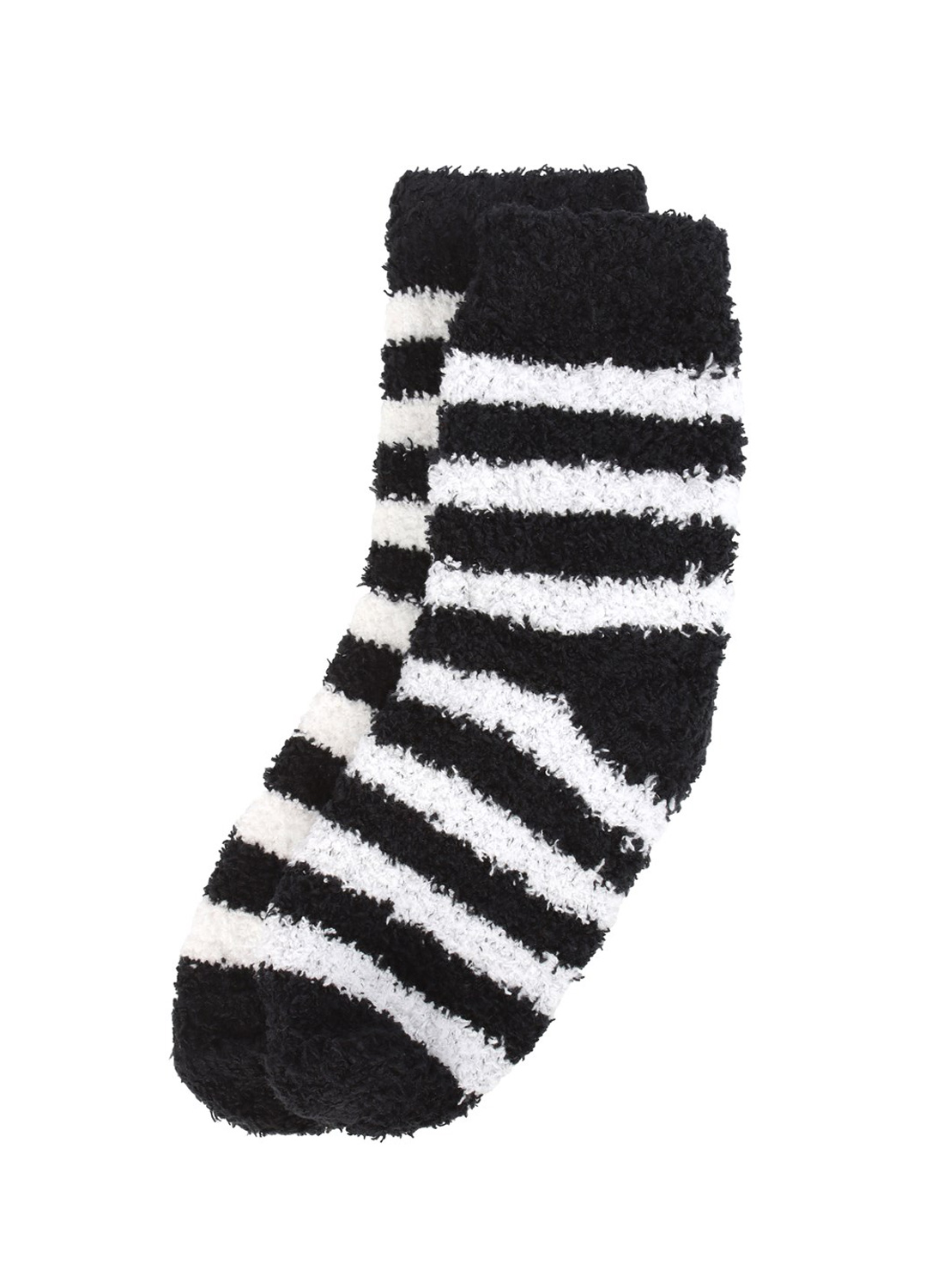 Betel Juice Coffin Socks. Fluffy black and white striped emo socks in a coffin-shaped gift box from Something Different. Soft gothic socks in alternative style.